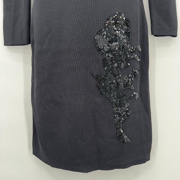 Sachin & Babi Violette Black Beaded Floral Long Sleeve Knit Cocktail Dress M NWT - Picture 3 of 11